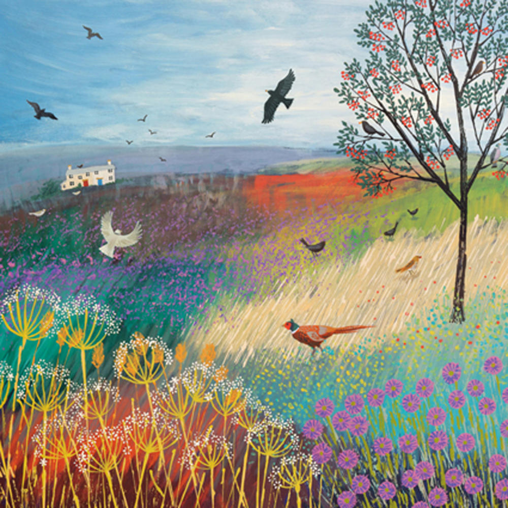 The Rowan Tree Square Blank Greeting Card by Artist Jo Grundy Cards